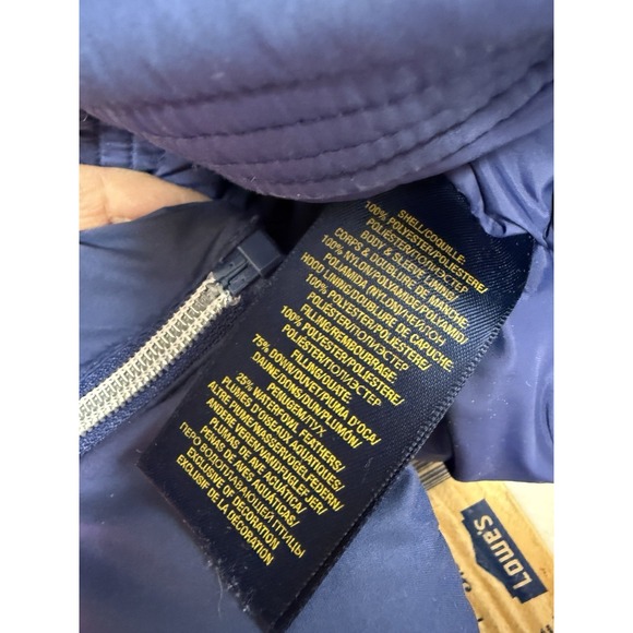 Ralph Lauren Jacket Girls Large  12-14 Pink  Blue Down Stripe Puffer Hooded Coat - Picture 5 of 9